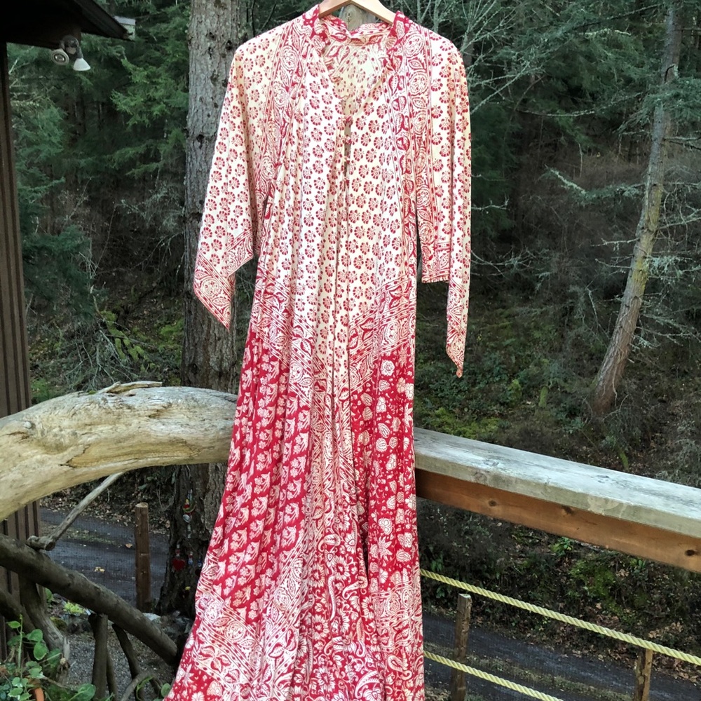 Vintage Indian cotton dress festival handblock